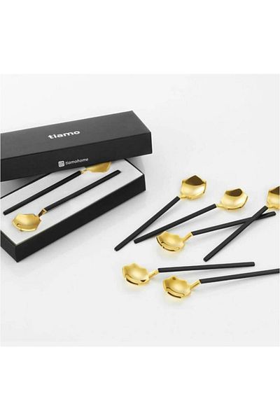 Tiamo Diamond 6-Piece Spoon Set - Black Gold