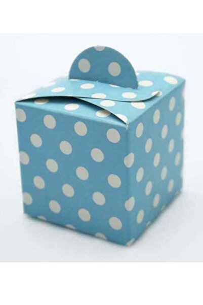 Hesaplı Kitap Mevlid Şekeri Kutusu Boş Mavi Puantiyeli 25 Ad.