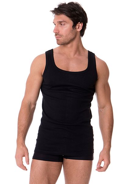 DOREA Men's Black 3-Piece Cotton Ribbed Tank Top
