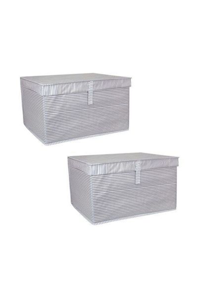 Milenay 2 Pieces - Multi-Purpose with Lid Laundry-Storage-Organization Etc Storage, Box 50x40x30 - Maxi Box - Gray