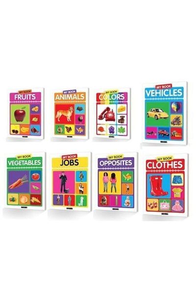 The Kidland مجموعة كتبي الإنجليزية لمرحلة ما قبل المدرسة مكونة من 8 كتب باللغة الإنجليزية وعجلة الكلمات