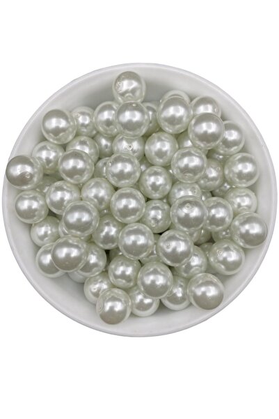 Hedef Bijuteri 14mm Beyaz Renk Cam Inci Boncuk, Takı Aksesuar Yapım Boncuğu (...