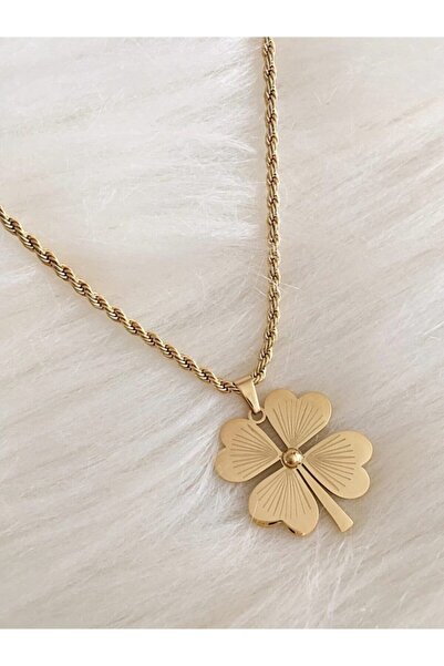 bujiterix Yonca Şans Kolyesi Paslanmaz Çelik