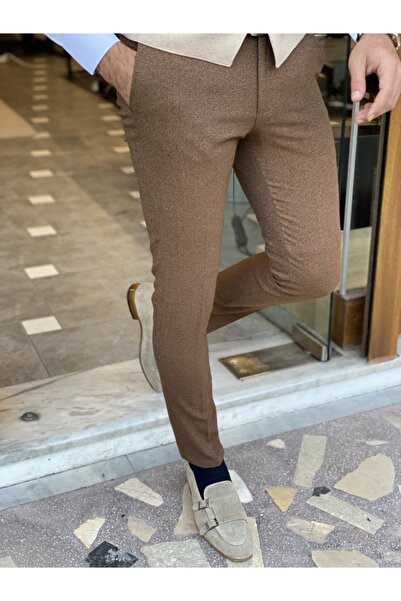 SARDINELLI Slim Fit Kendinden Desenli Kumaş Pantolon