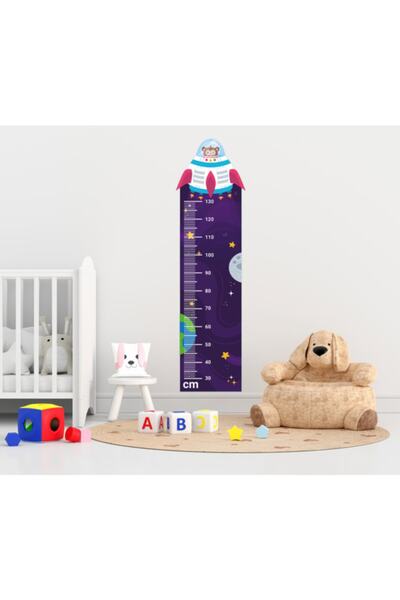 Sepet Yıldızı Ufolu Maymun Çocuk Odası Boy Ölçer Sticker 40x140 Cm