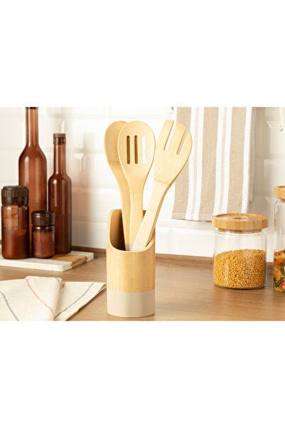 English Home Lina Bambu 4 Parça Servis Seti 16 Cm Bej