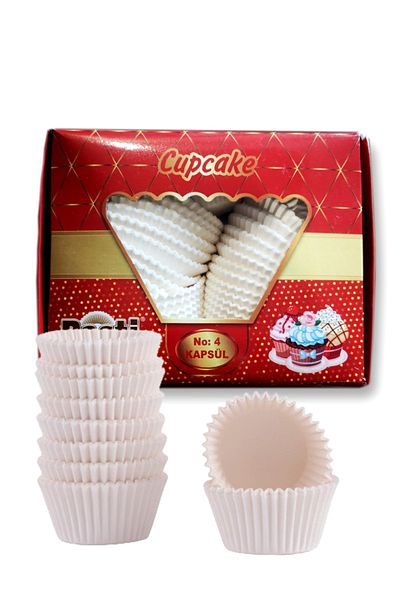 Dekamis White Muffin Cake Capsule / No:4 Muffin Cake Paper 600 Pieces / White Cupcake Paper