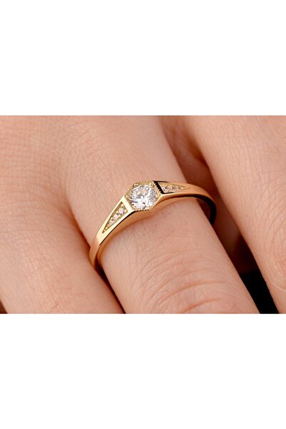 Onseva Kuyumculuk Vintage Kadın Yüzüğü, Minimal Şövalye Yüzük, Altıgen Yüzük