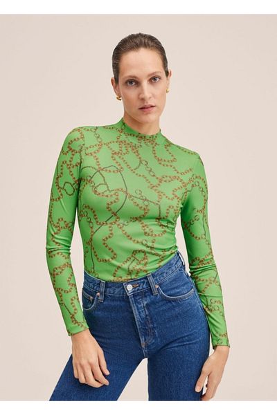 MANGO Woman T-Shirt mit Ketten-Print