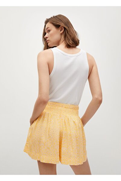 MANGO Woman Kadın Sarı Çiçek Baskılı Şort