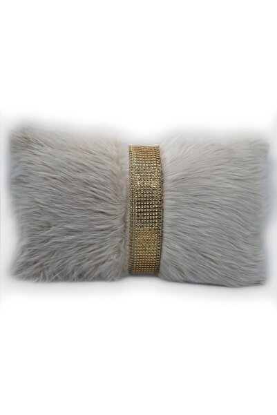 Paris Life غطاء وسادة رمي قطيفة مستطيل مخطط - عظمة