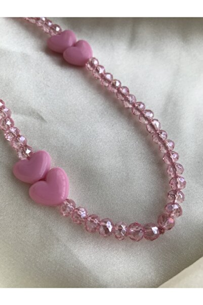 PEONY peonyofficiall Pembe Kalp Ve Pembe Kristal Boncuk Telefon Charmı Telefon Askısı Telefon Ipi