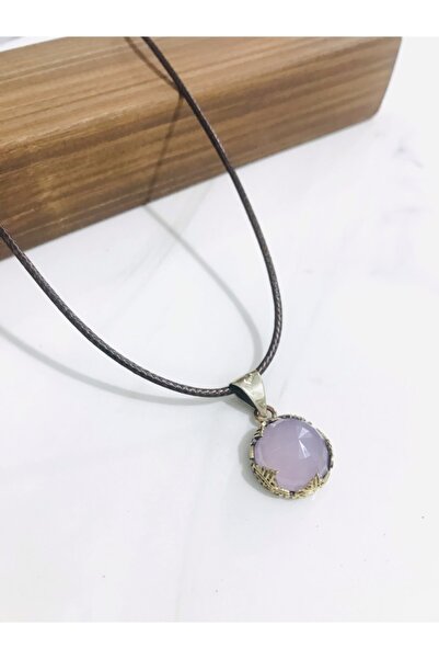 Doğan Silver Pembe Kuvars Taşlı Tuğralı Model Otantik Gümüş Kolye Dgn21344