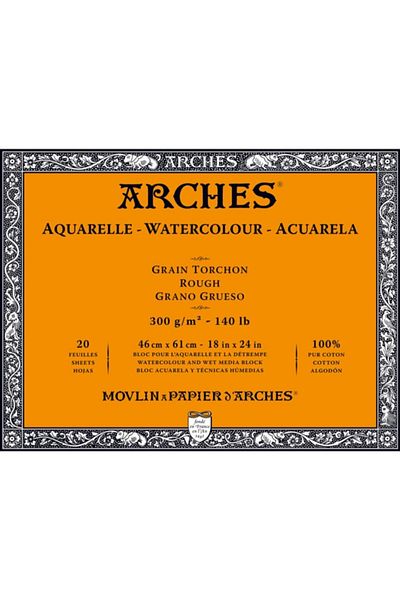 Arches كتاب ألوان مائية بلوك روف - نسيج سميك 300 جرام46x61 سم20 ورقة