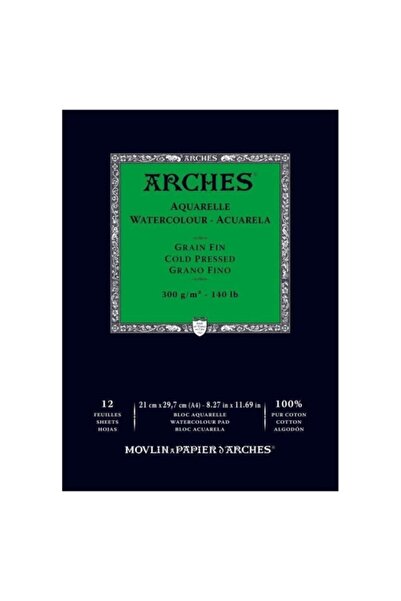 Arches Suluboya Defteri Blok Soğuk Baskı - Orta Doku 300 gr. 21x29 Cm. 12 Yaprak