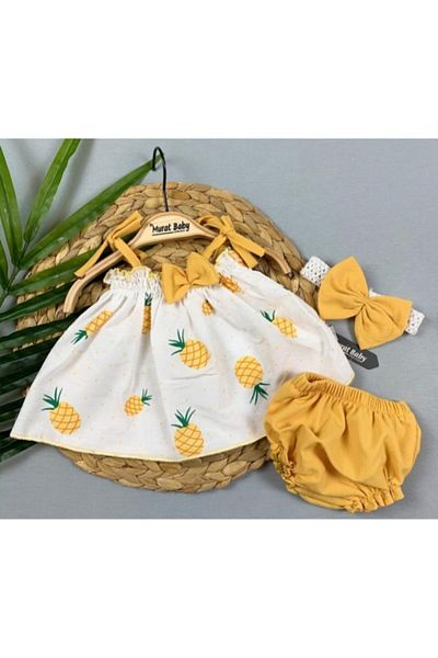 Murat Baby Baby Girl Pineapple Printed Dress Set