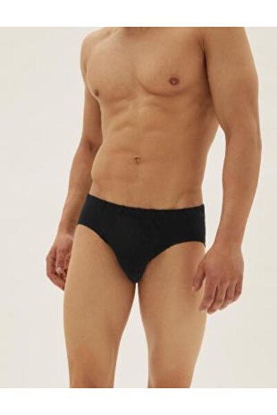 Dagi Men's 2-Piece Black Combed Cotton Slip Panties 1191