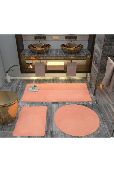 Pellacio Covoraș de baie Set triplu de culoare din pluș, bază anti-alunecare,...