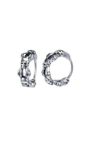 northstarshop Gotik Kurukafalı Halka Vintage Motorcu Geçirmeli 316l Çelik Erk...