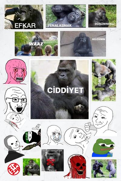 ZipZap Wojak Ve Goril Memes Sticker Paketi (20 ADET)