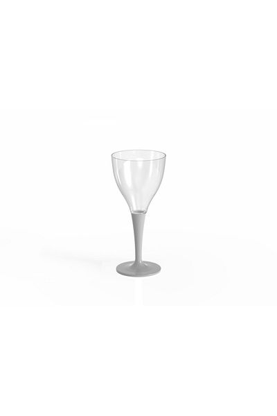 BERGAMA PLASTİK Plastic Champagne Glass Silver Disposable And Reusable Party Glass (10 Pieces)