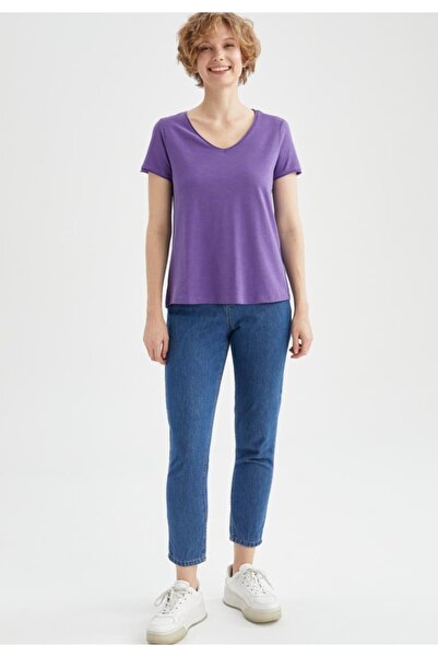 DeFacto Regular Fit V Yaka Kısa Kollu Tişört