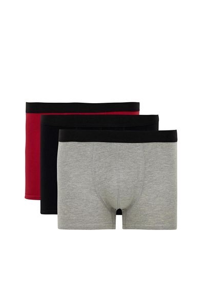 DeFacto Men's Red Flexible Fabric Standard Mold 3-Piece Boxer M9093AZ21AU