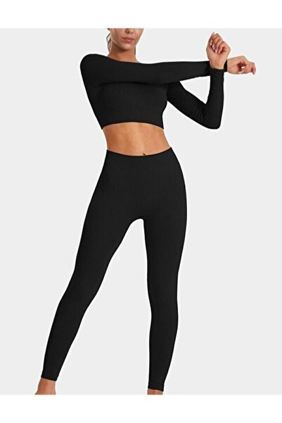 UG Fashion Crne Rebrasto Bešavne Prugasto Leggings Visok struk Izdržljive Ple...