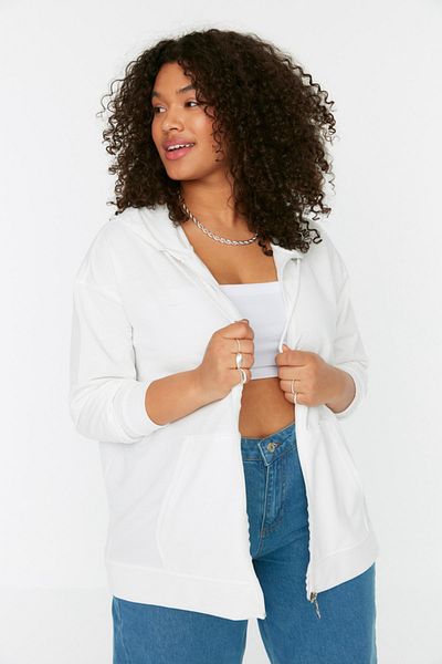 Trendyol Curve Plus Size Sweatshirt - Ecru - Oversize