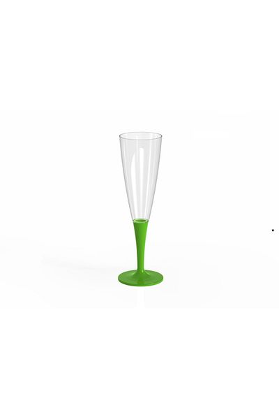 BERGAMA PLASTİK Plastic Champagne Glass Green Disposable and Reusable Party Glass 10 Pieces