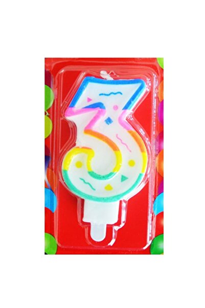 Parti dolabı Renkli 3 Yaş Rakam Mum, Doğum Günü Partisi Pasta Malzemesi