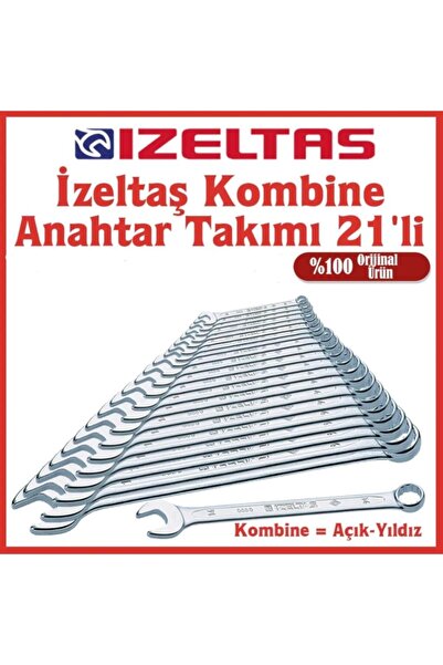 İzeltaş 21 Li Kombine Anahtar Takımı Kısa Boy 21 Parça