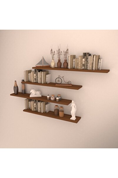 RAFKESTİR 4 Lü Raf Set ( 90-90-80-80 ) Hareli Ceviz (mat)