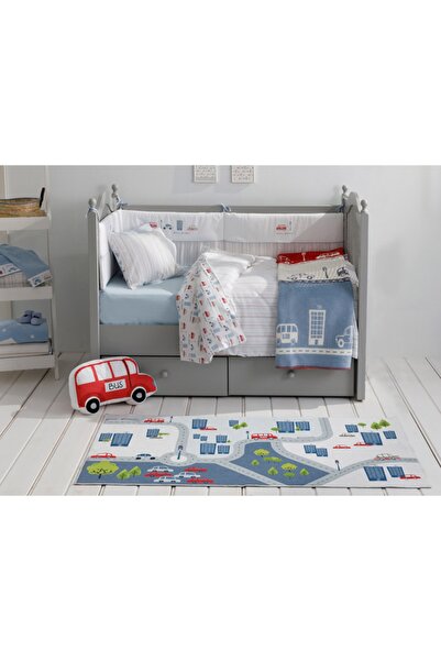 English Home Mini Cars Pamuklu Bebek Nevresim Takımı 100x150 Cm Mavi