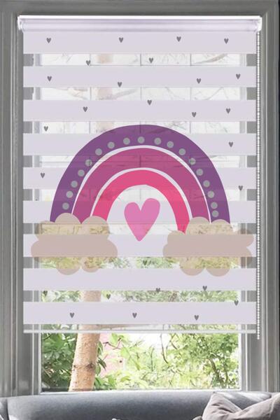 Lotus Gökkuşağı Baskı Zebra Perde-bebek Odası- Çocuk Odası-gökkuşağıv1