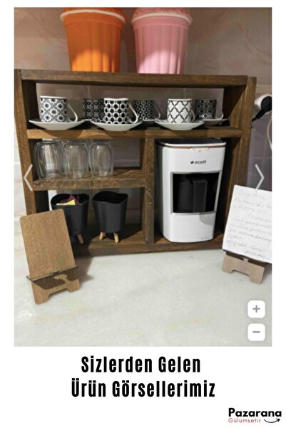 AnkaWood Countertop Coffee Machine Stand Solid Wood Stand Coffee Cup Holder Coffee Pot Sugar Holder