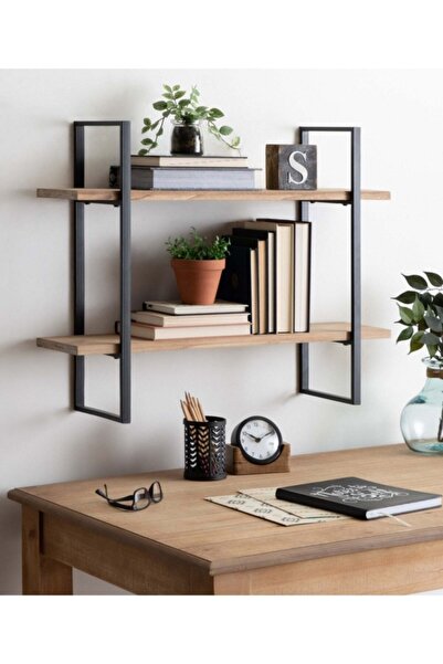 STEEL STORE Metal Ahşap Duvar Rafı