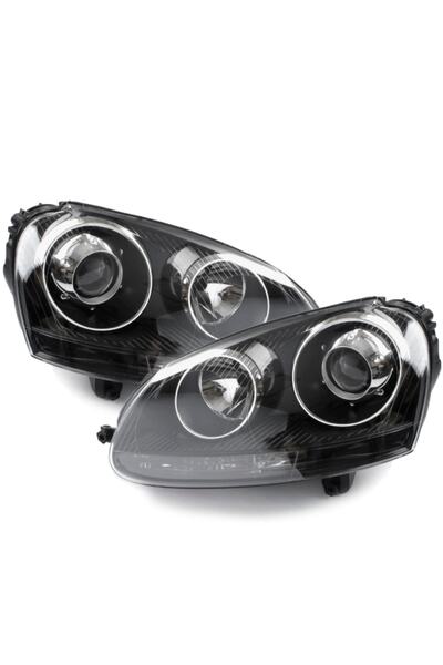 X POWER TUNİNG Vw Golf 5 R32 Uyumlu  Siyah Zeminli Mercekli Ön Far