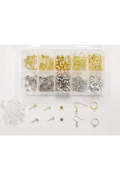 yiğit aksesuar 420 Pieces Gold And Silver Earring Making Set Jewelry Supplies