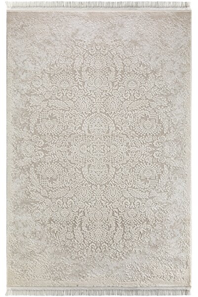 Flora Ayşıl Saçaklı Modern Akrilik Halı 1861d-bej80 X 150