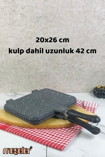 MEŞELER Stovetop Granite Casting Hand Toaster And Multi-Purpose Grill Pan Gray