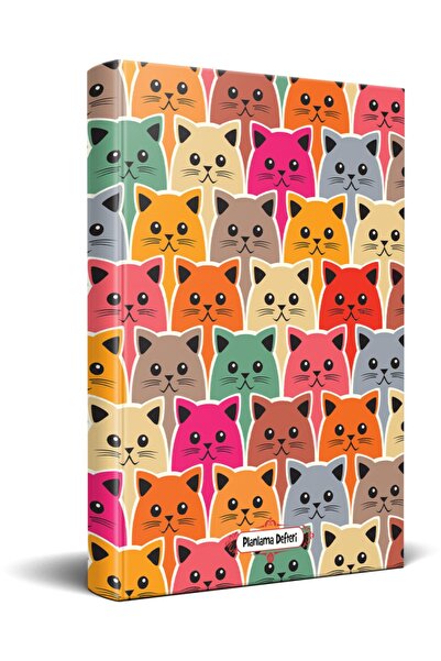 Halk Kitabevi كتاب تخطيط ذو طابع قطة ووجوه ملونة من المكتبة الشعبية