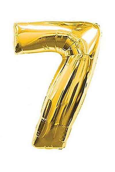 ikm balon 7 Gold Numbers Foil Balloon - 100 cm (Rps)