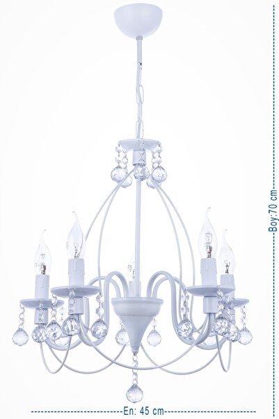 Genel Markalar Nilavinda 5 Li Lüx Angel Taşlı Avize (beyaz) Nlv33035