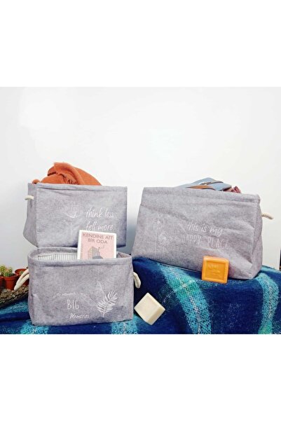 CimriKese طقم منظم بمقبض من اللباد مكون من 3 قطع باللون الرمادي