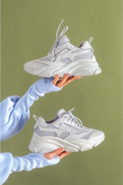 bescobel Pantofi de damă, gri, cu talpă înaltă, cu detalii din plasă, pantofi sport casual Kecsp140