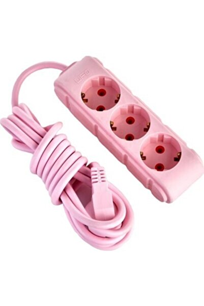 UFO Pembe Renkli Üçlü Priz 3 mt