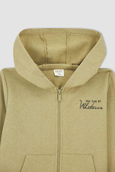 DeFacto Boy's Regular Fit Hooded Kangaroo Pocket Sweat Cardigan