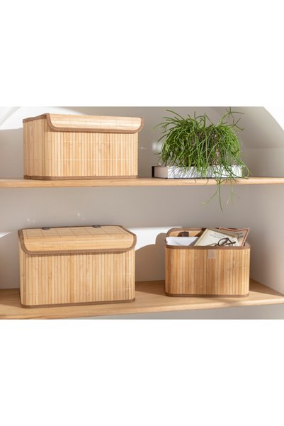 English Home Cutie de depozitare elegantă din bambus 36x27x22 cm Bej