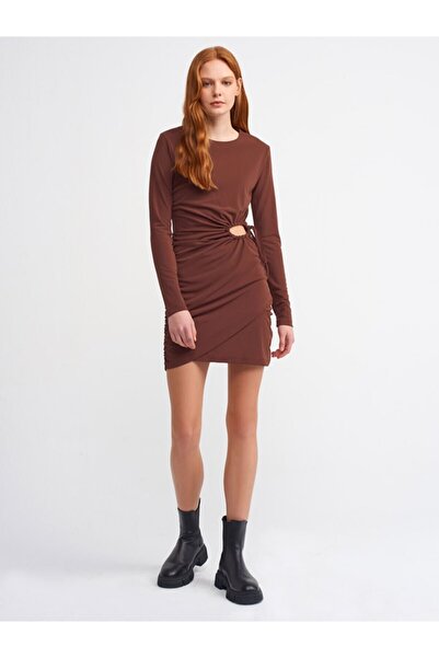 Dilvin 9152 Pencere Detaylı Elbise-ç.kahve